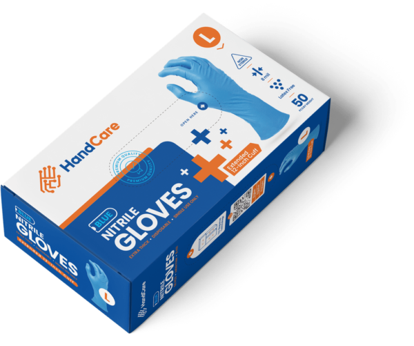 Blue 12” Extended Cuff Nitrile Gloves 8 mil HandCare Gloves